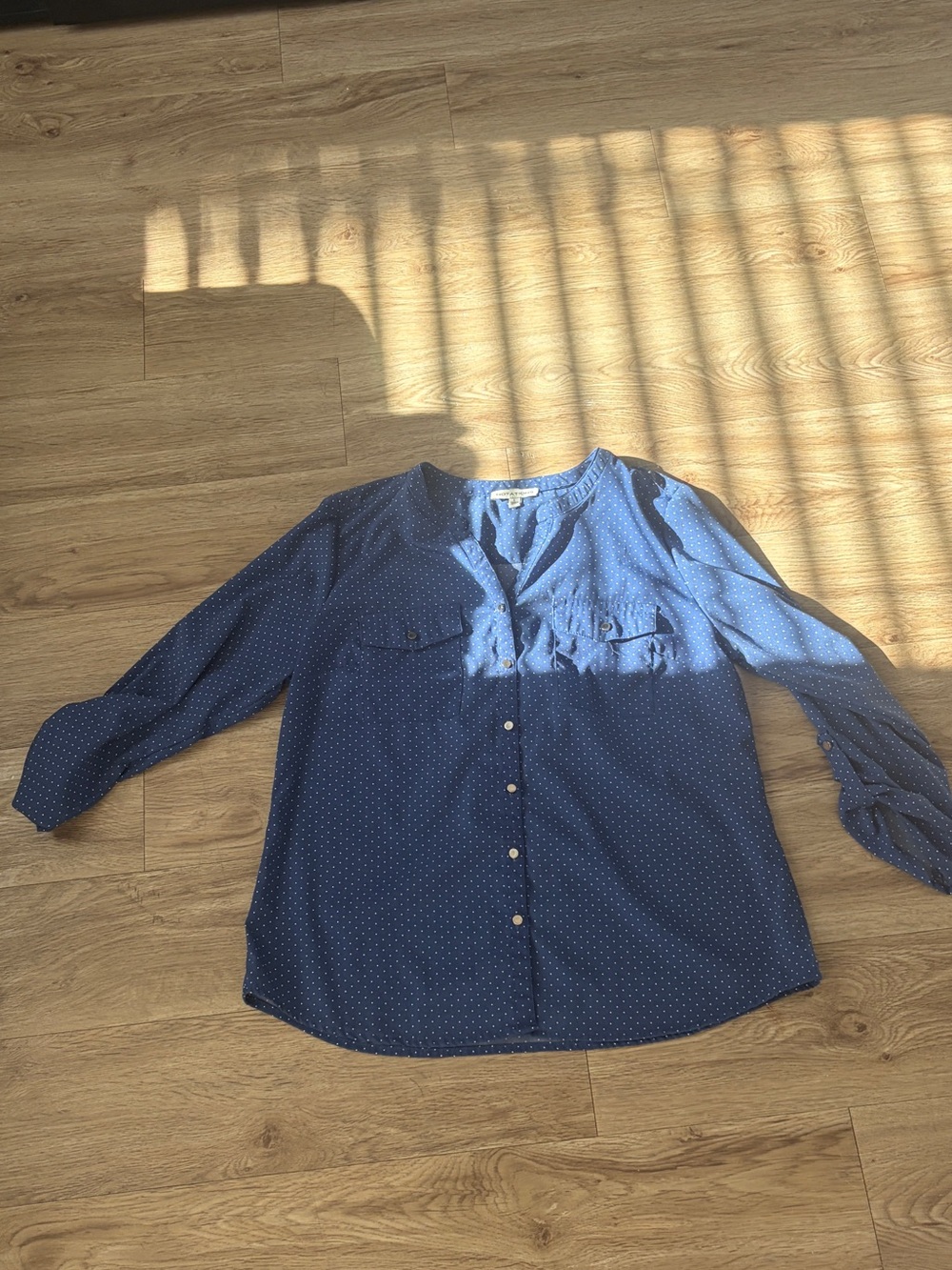 5 for $25 Navy Dot Button-Up Blouse